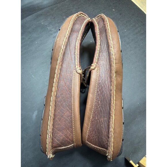 Cabelas Mens 11.5EE Brown Leather Moccasin Slippers With Tassels Slip On main image 4
